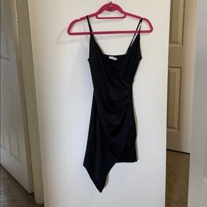 Small, satin, black minidress